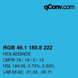 Color code: RGB 46.1 180.8 222 | qconv.com