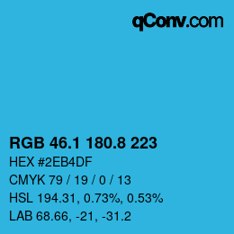カラーコード: RGB 46.1 180.8 223 | qconv.com