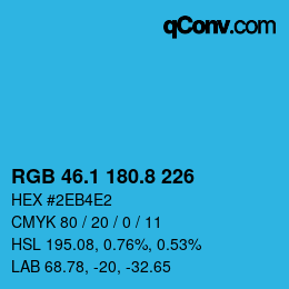 Color code: RGB 46.1 180.8 226 | qconv.com