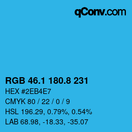 Color code: RGB 46.1 180.8 231 | qconv.com