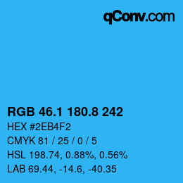 Color code: RGB 46.1 180.8 242 | qconv.com
