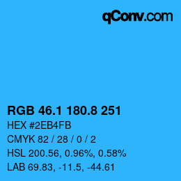 カラーコード: RGB 46.1 180.8 251 | qconv.com