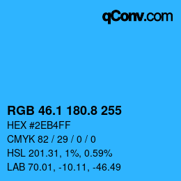 Color code: RGB 46.1 180.8 255 | qconv.com