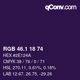 カラーコード: RGB 46.1 18 74 | qconv.com