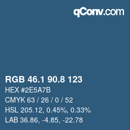 カラーコード: RGB 46.1 90.8 123 | qconv.com