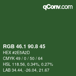 カラーコード: RGB 46.1 90.8 45 | qconv.com