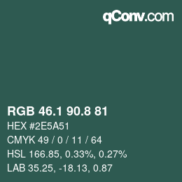 Color code: RGB 46.1 90.8 81 | qconv.com
