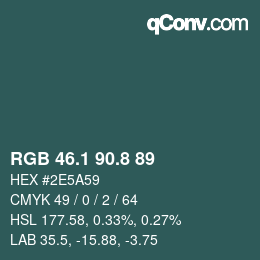 Color code: RGB 46.1 90.8 89 | qconv.com