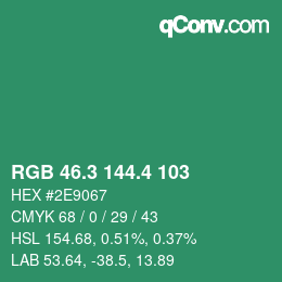 カラーコード: RGB 46.3 144.4 103 | qconv.com
