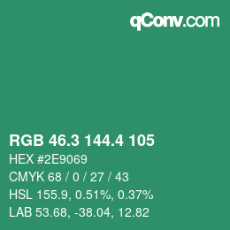 カラーコード: RGB 46.3 144.4 105 | qconv.com