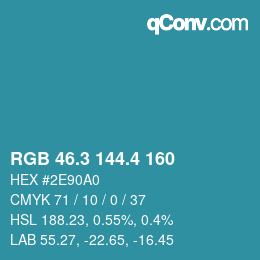 カラーコード: RGB 46.3 144.4 160 | qconv.com