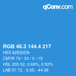 カラーコード: RGB 46.3 144.4 217 | qconv.com