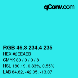 カラーコード: RGB 46.3 234.4 235 | qconv.com