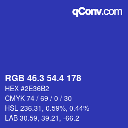 カラーコード: RGB 46.3 54.4 178 | qconv.com