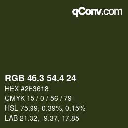 カラーコード: RGB 46.3 54.4 24 | qconv.com