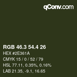 カラーコード: RGB 46.3 54.4 26 | qconv.com
