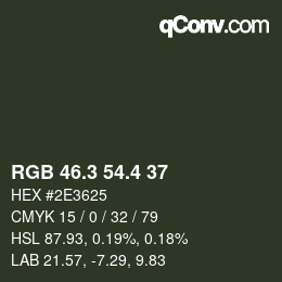 カラーコード: RGB 46.3 54.4 37 | qconv.com