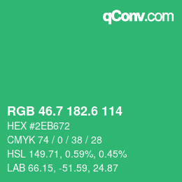 カラーコード: RGB 46.7 182.6 114 | qconv.com
