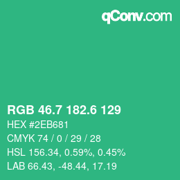カラーコード: RGB 46.7 182.6 129 | qconv.com