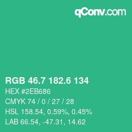 カラーコード: RGB 46.7 182.6 134 | qconv.com