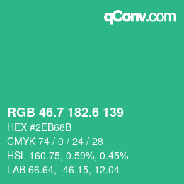 カラーコード: RGB 46.7 182.6 139 | qconv.com