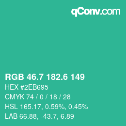 カラーコード: RGB 46.7 182.6 149 | qconv.com
