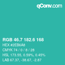 カラーコード: RGB 46.7 182.6 168 | qconv.com