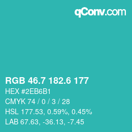 カラーコード: RGB 46.7 182.6 177 | qconv.com