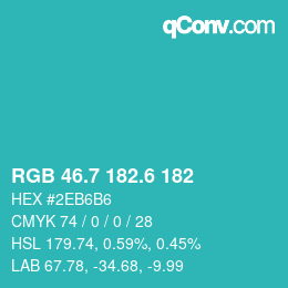 カラーコード: RGB 46.7 182.6 182 | qconv.com