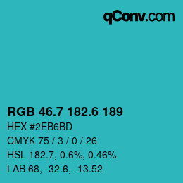 カラーコード: RGB 46.7 182.6 189 | qconv.com