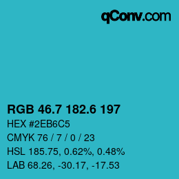 カラーコード: RGB 46.7 182.6 197 | qconv.com