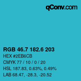 カラーコード: RGB 46.7 182.6 203 | qconv.com