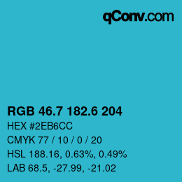 カラーコード: RGB 46.7 182.6 204 | qconv.com