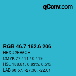 カラーコード: RGB 46.7 182.6 206 | qconv.com