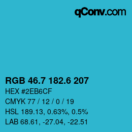 カラーコード: RGB 46.7 182.6 207 | qconv.com