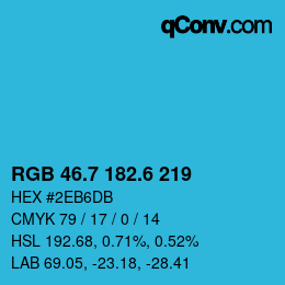 カラーコード: RGB 46.7 182.6 219 | qconv.com