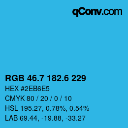 カラーコード: RGB 46.7 182.6 229 | qconv.com