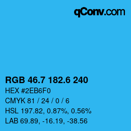 カラーコード: RGB 46.7 182.6 240 | qconv.com