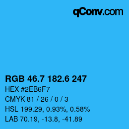 カラーコード: RGB 46.7 182.6 247 | qconv.com