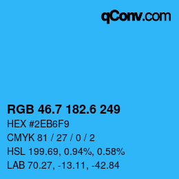 カラーコード: RGB 46.7 182.6 249 | qconv.com