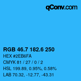 カラーコード: RGB 46.7 182.6 250 | qconv.com