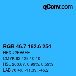カラーコード: RGB 46.7 182.6 254 | qconv.com
