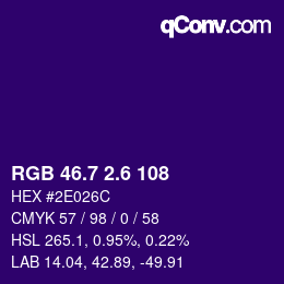 カラーコード: RGB 46.7 2.6 108 | qconv.com
