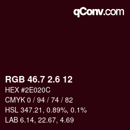 カラーコード: RGB 46.7 2.6 12 | qconv.com