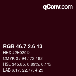 カラーコード: RGB 46.7 2.6 13 | qconv.com