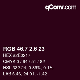 カラーコード: RGB 46.7 2.6 23 | qconv.com
