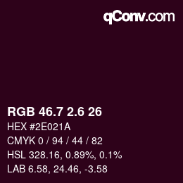カラーコード: RGB 46.7 2.6 26 | qconv.com