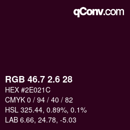 カラーコード: RGB 46.7 2.6 28 | qconv.com