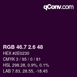 カラーコード: RGB 46.7 2.6 48 | qconv.com