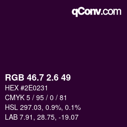 カラーコード: RGB 46.7 2.6 49 | qconv.com